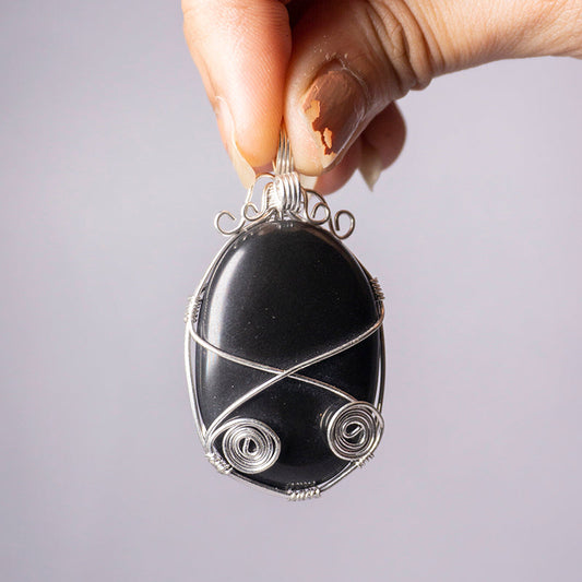 Black Onyx Crystal Oval Pendant