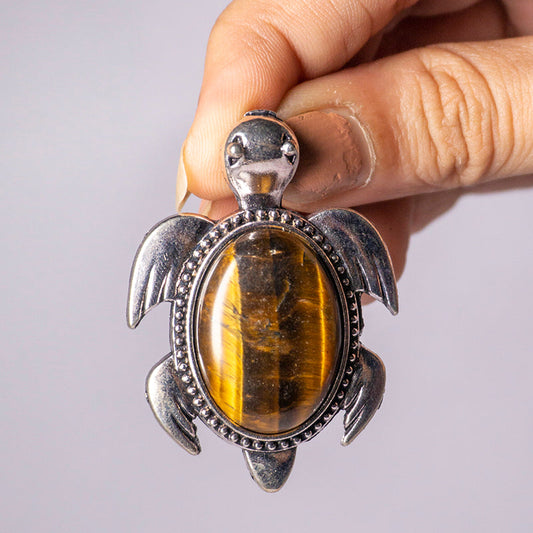 Tiger's Eye Crystal Turtle Pendant