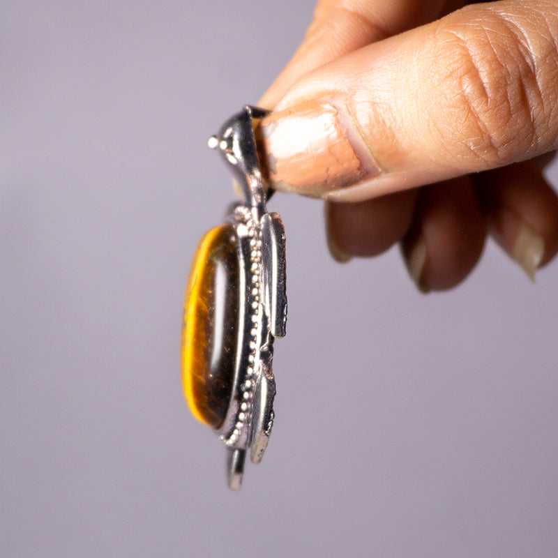 Tiger's Eye Crystal Turtle Pendant