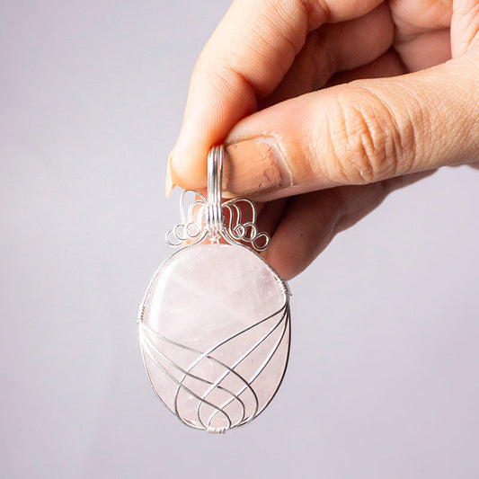 Rose Quartz Crystal Oval Pendant