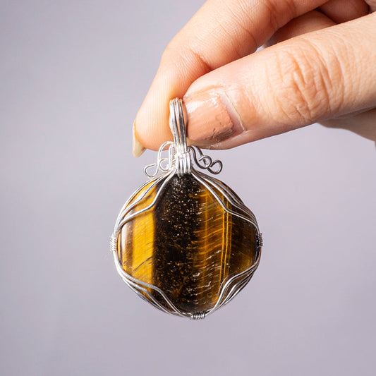 Tiger's Eye Crystal Round Pendant