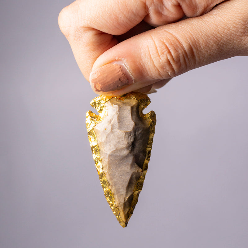 Peach Moonstone Crystal Arrowhead Pendant
