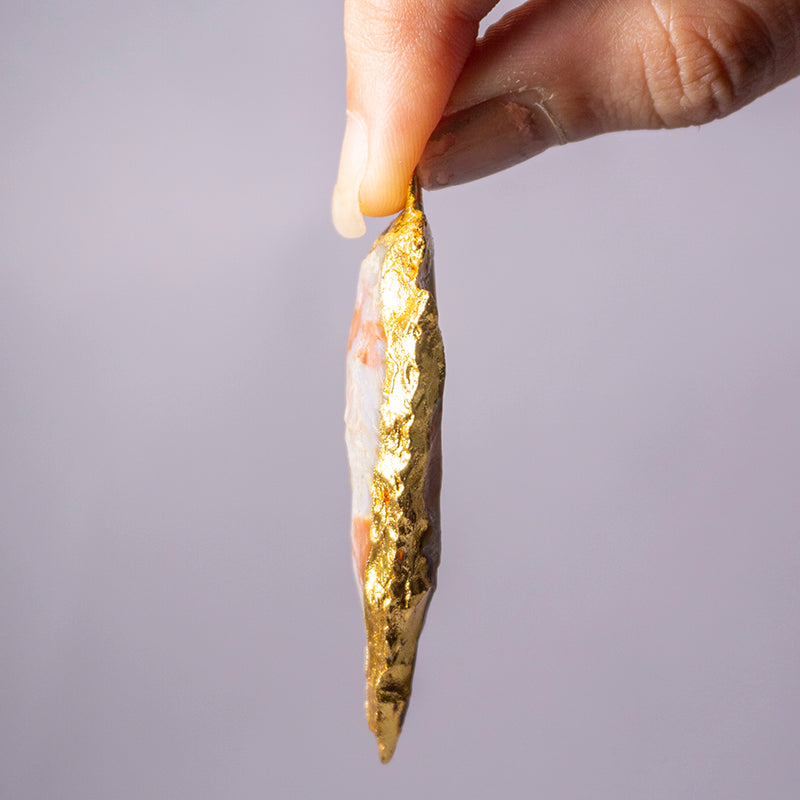 Crazy Lace Agate Crystal Arrowhead Pendant
