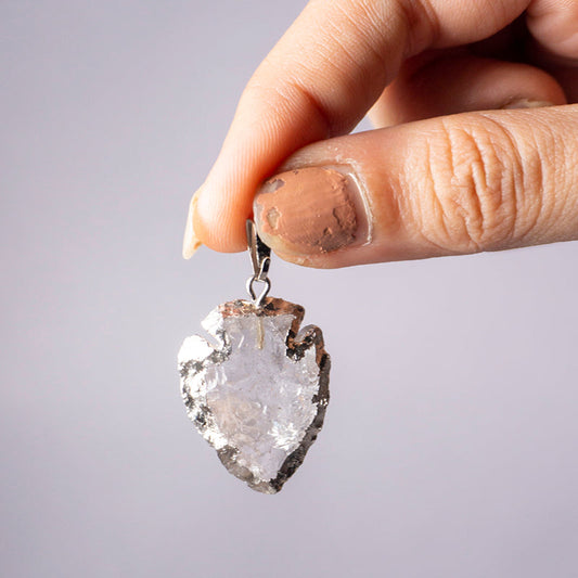 Clear Quartz Crystal Arrowhead Pendant