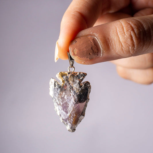 Amethyst Crystal Arrowhead Pendant