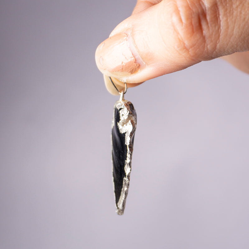 Black Obsidian Crystal Arrowhead Pendant