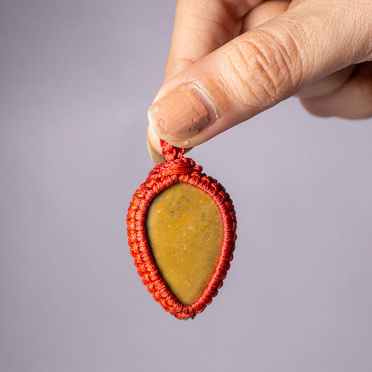 Yellow Jasper Crystal Crochet Pendant