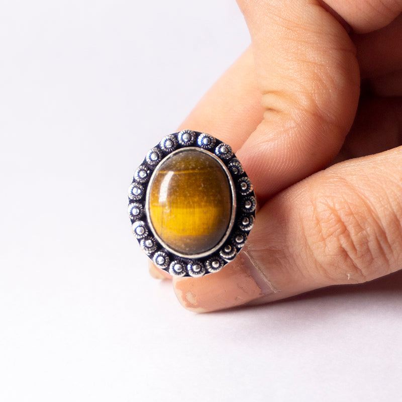 Tiger's Eye Crystal Ring