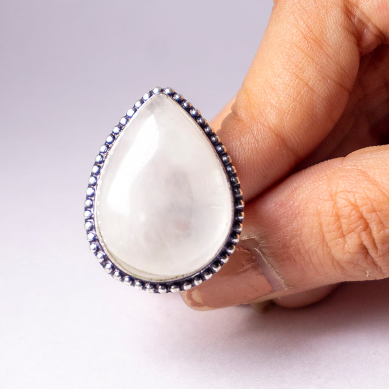 Rainbow Moonstone Crystal Ring