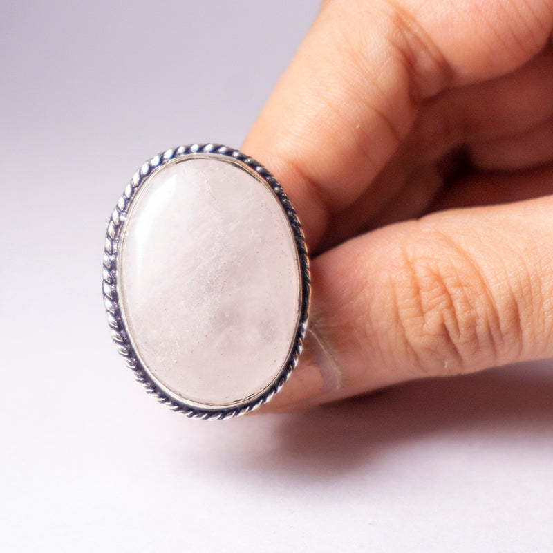 Rose Quartz Crystal Ring