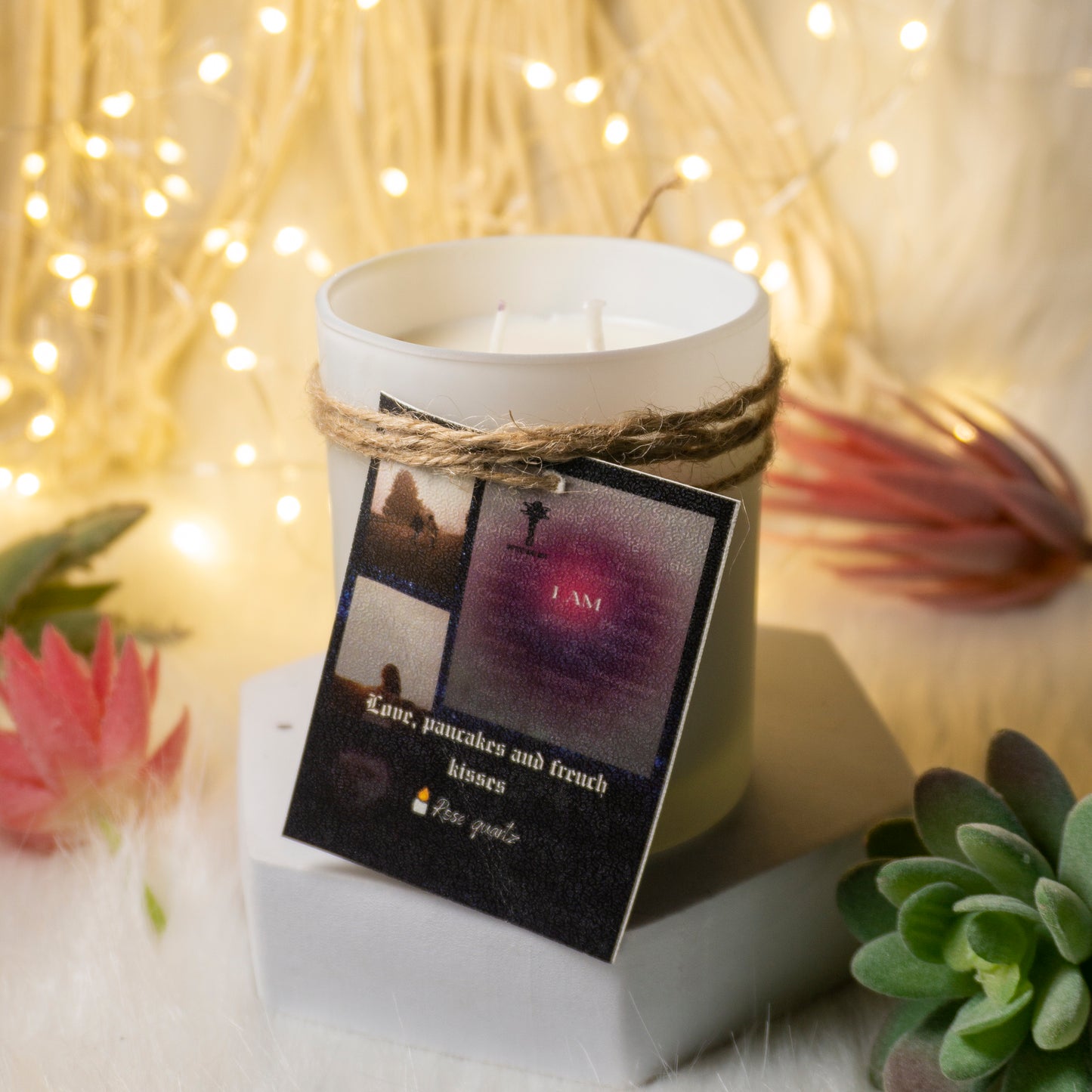 Intention Candle/Altar Candle/Ritual Candle Infused With The Healing And Loving Rose Quartz Crystal. With Scents Of Candy Dream