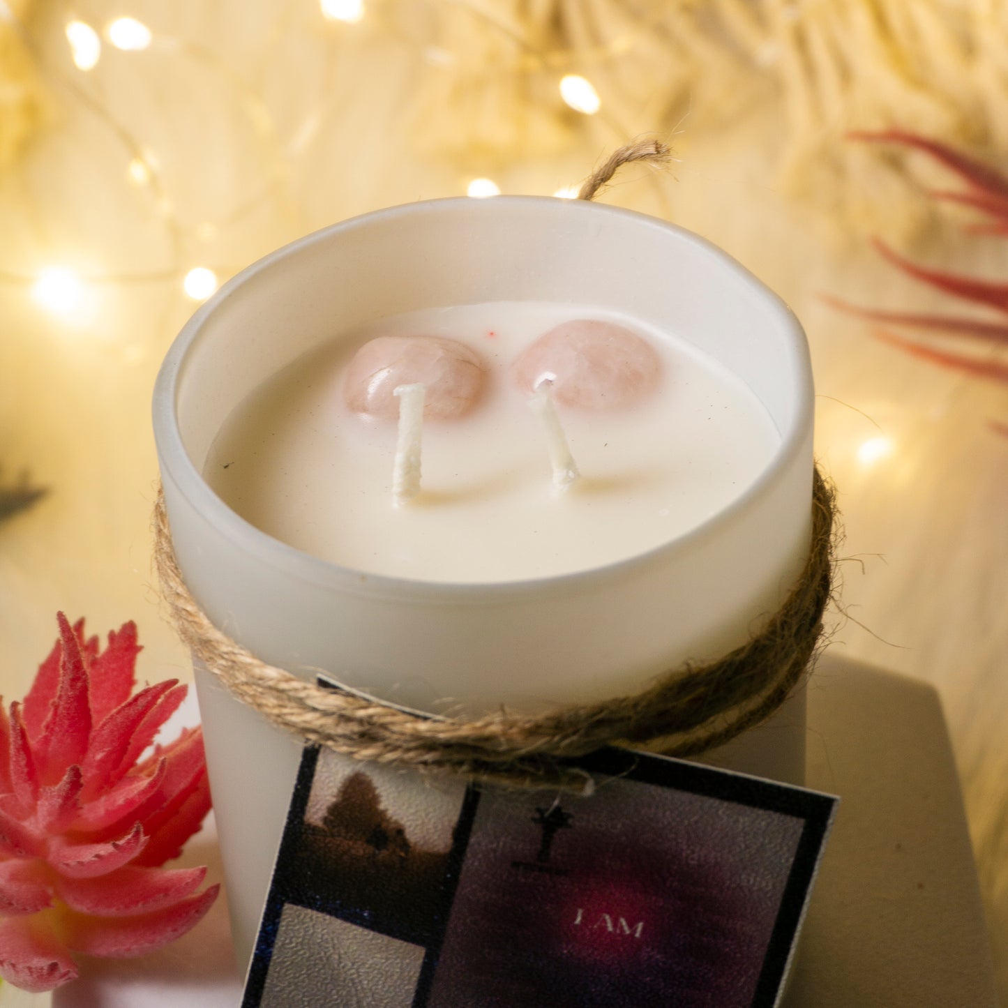 Intention Candle/Altar Candle/Ritual Candle Infused With The Healing And Loving Rose Quartz Crystal. With Scents Of Candy Dream