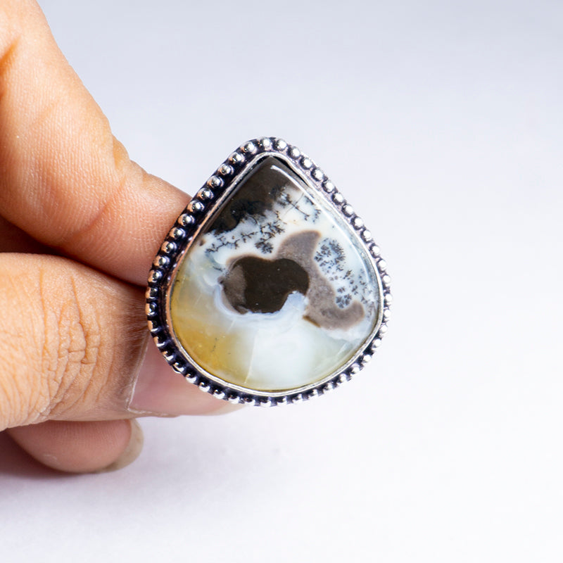 Dendritic Agate Crystal Ring