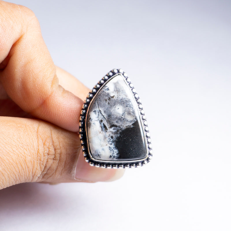 Dendritic Agate Crystal Ring