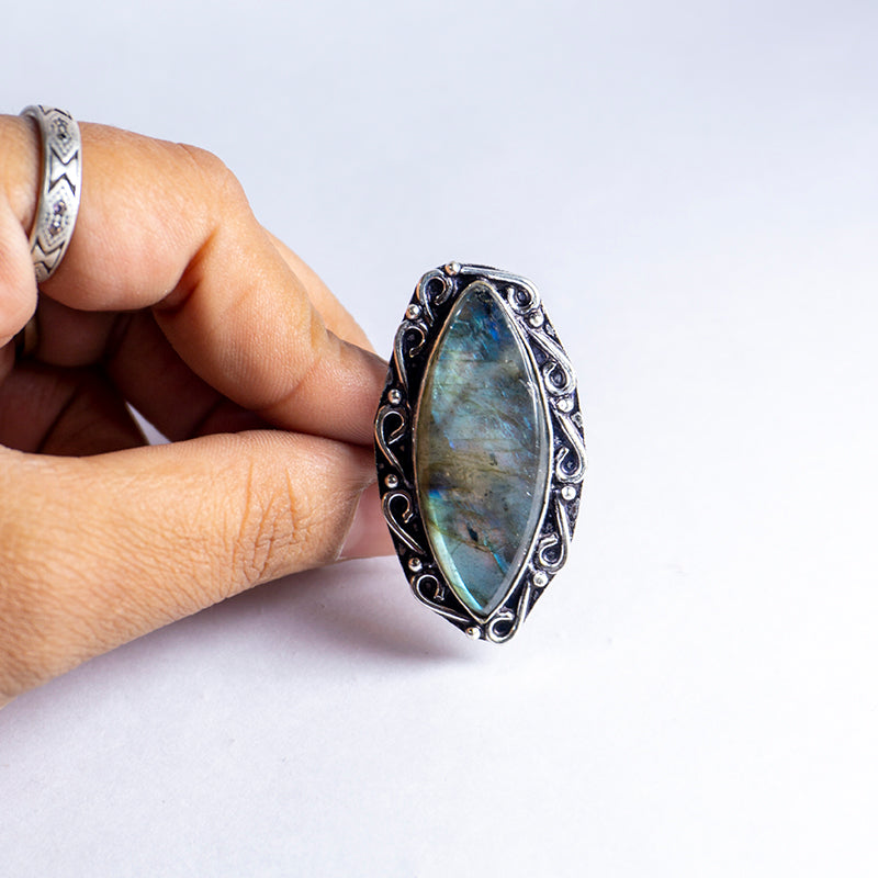 Labradorite Crystal Ring