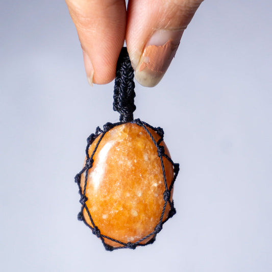 Peach Moonstone Crystal Crochet Pendant