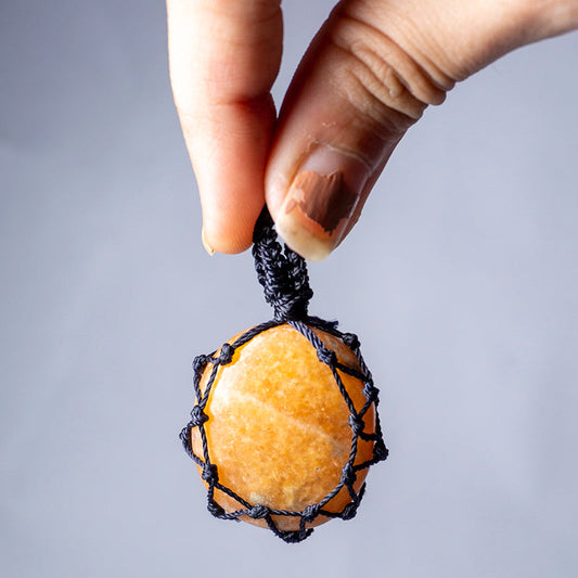 Peach Moonstone Crystal Crochet Pendant