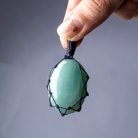 Aqua Onyx Crystal Crochet Pendant