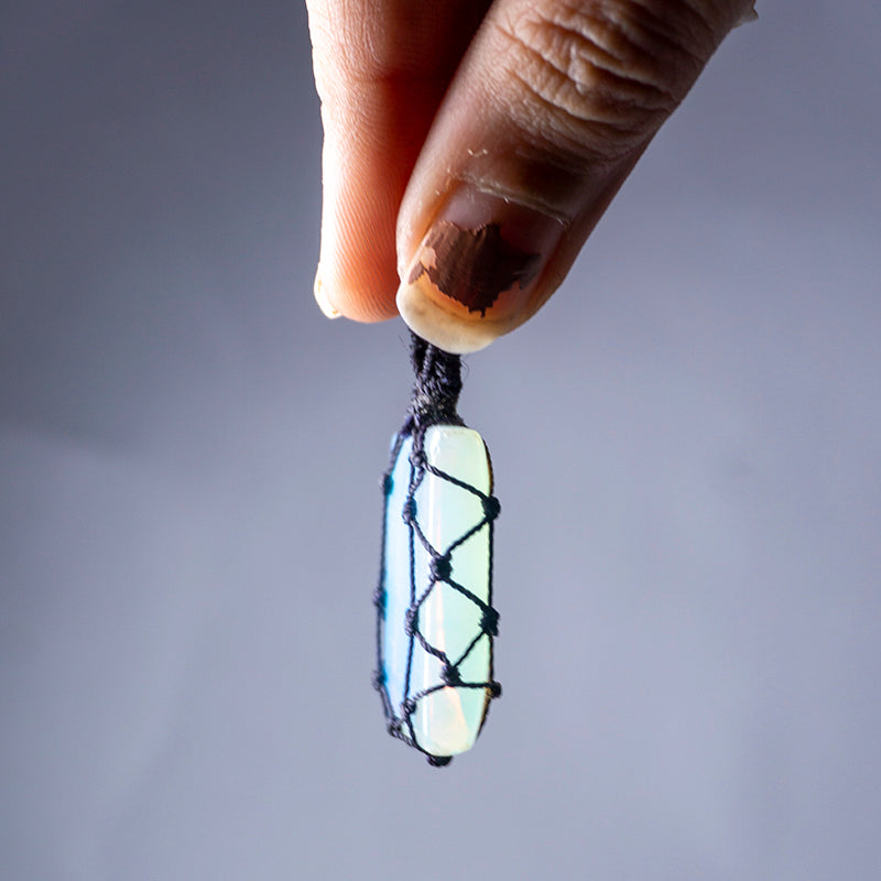 Opalite Crystal Crochet Pendant