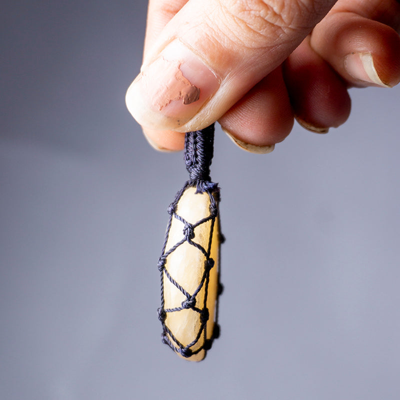 Yellow Aventurine Crystal Crochet Pendant
