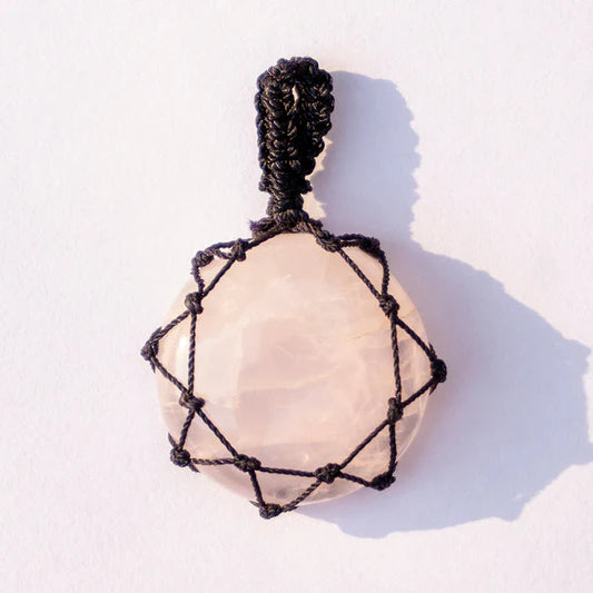 Rose Quartz Crystal Crochet Pendant