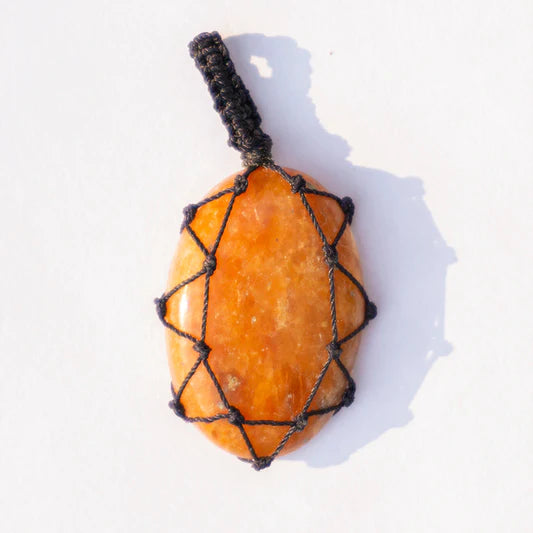 Peach Moonstone Crystal Crochet Pendant