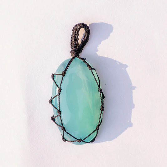 Aqua Onyx Crystal Crochet Pendant