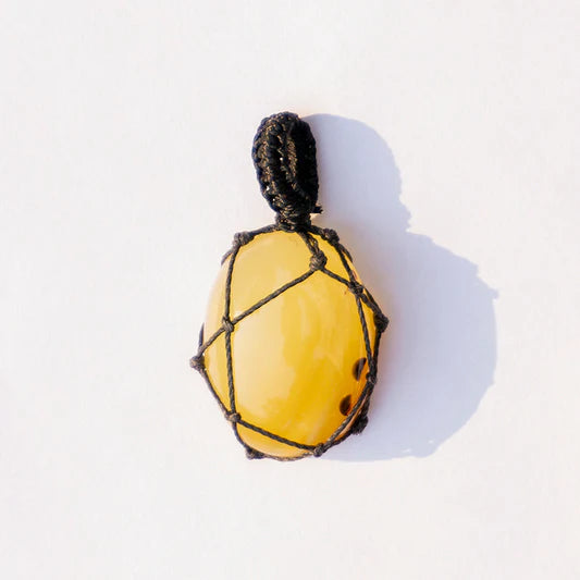 Yellow Onyx Crystal Crochet Pendant