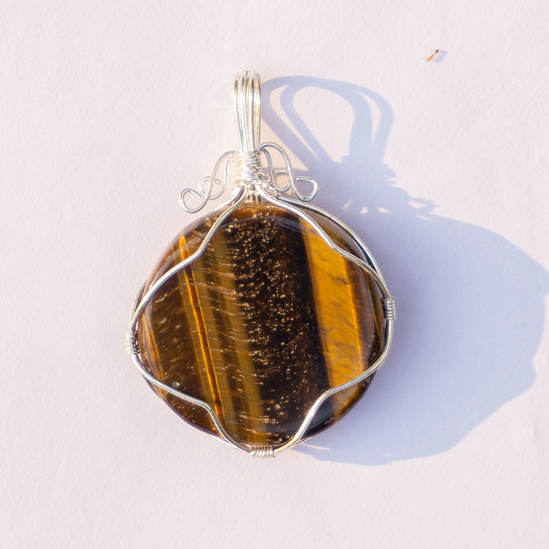 Tiger's Eye Crystal Round Pendant
