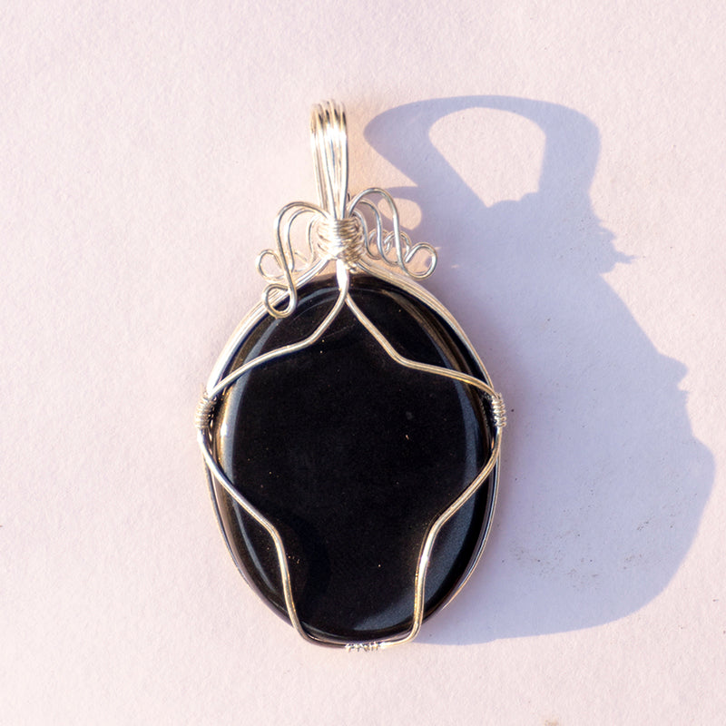 Black Onyx Crystal And Stone Necklace Oval Pendant Jewellery
