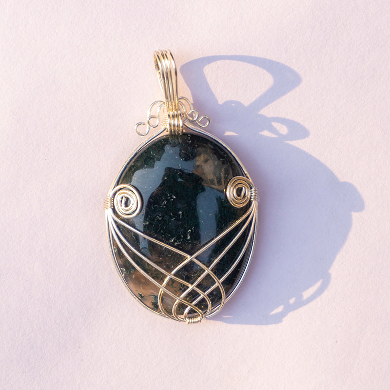 Moss Agate Crystal Pendant