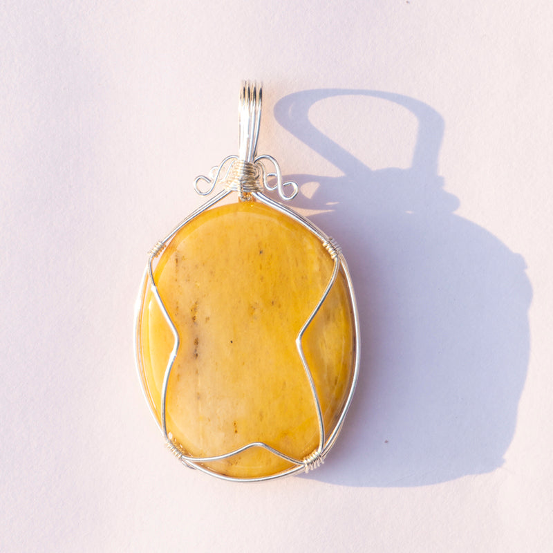 Yellow Aventurine Crystal And Stone Necklace Oval Pendant Jewellery