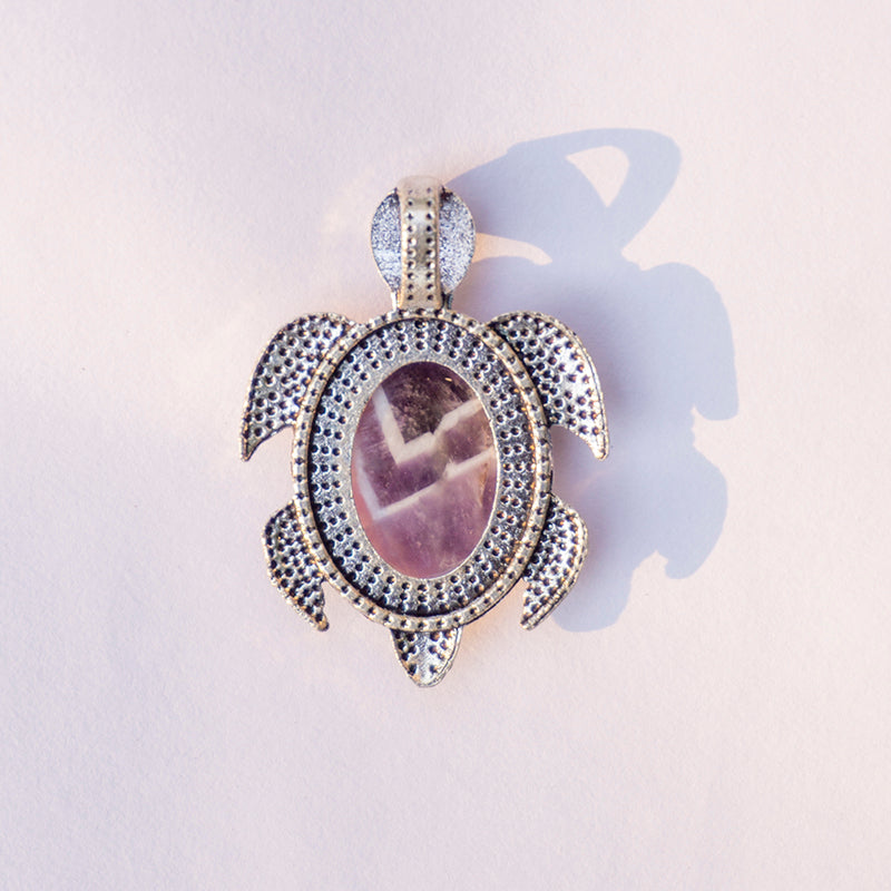 Amethyst Crystal Turtle Pendant