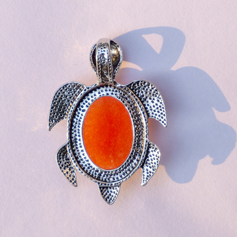 Carnelian Crystal Turtle Pendant