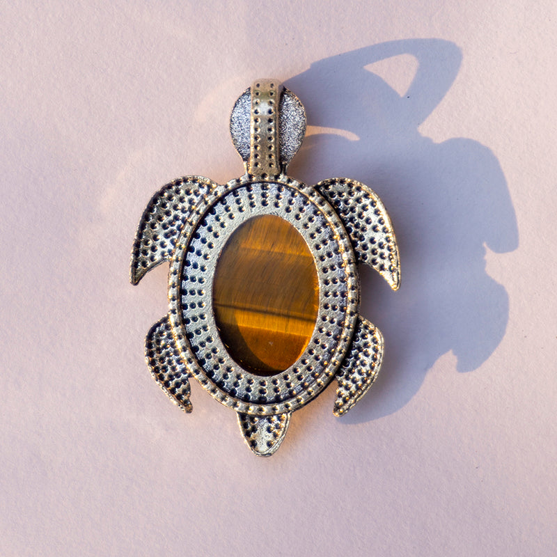 Tiger's Eye Crystal Turtle Pendant