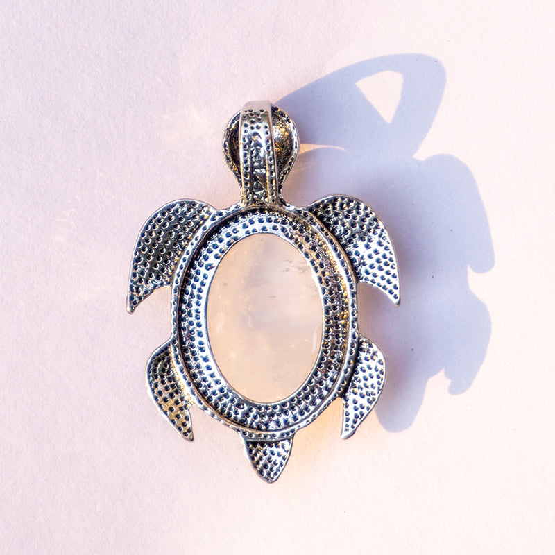 Clear Quartz Crystal Turtle Pendant