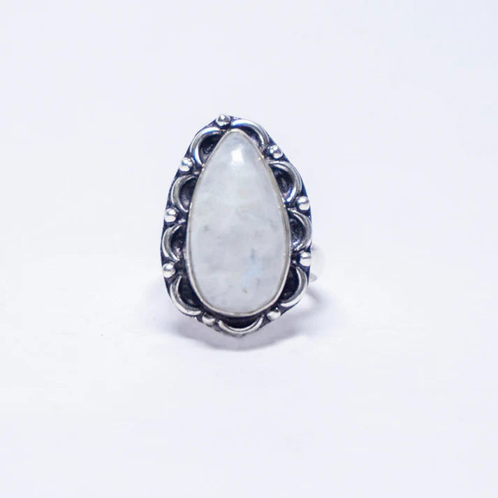 Rainbow Moonstone Crystal Ring