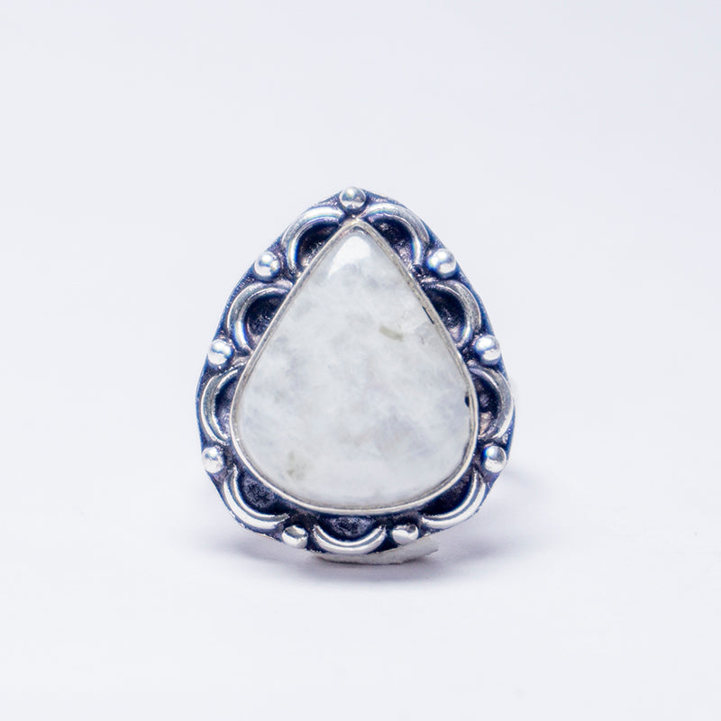 Rainbow Moonstone Crystal Ring