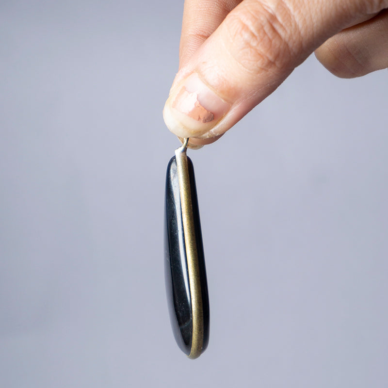 Black Onyx Crystal Teardrop Pendant