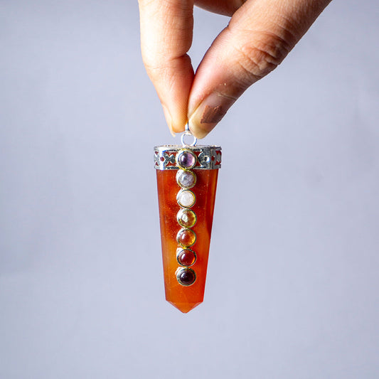Carnelian Crystal Flat Wand Pendant