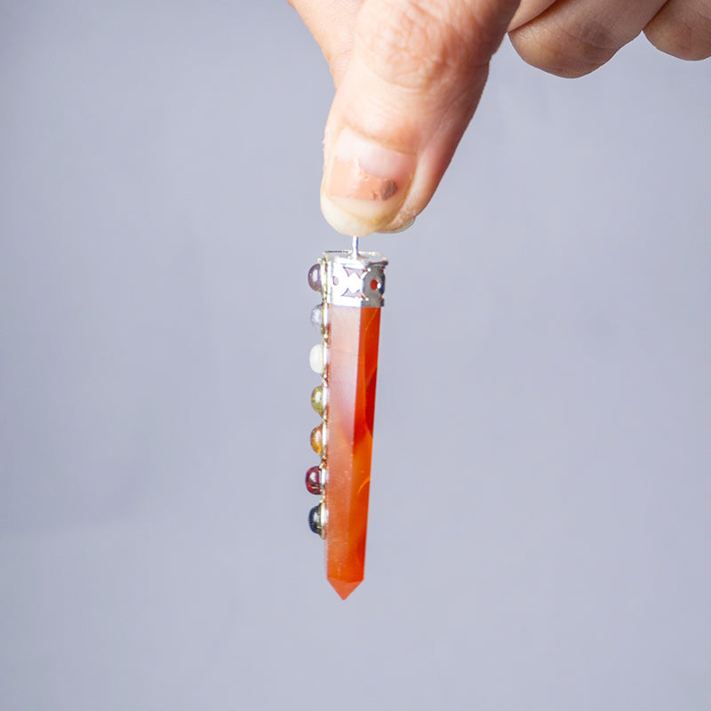 Carnelian Crystal Flat Wand Pendant