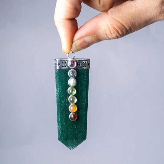 Green Aventurine Crystal Flat Wand Pendant