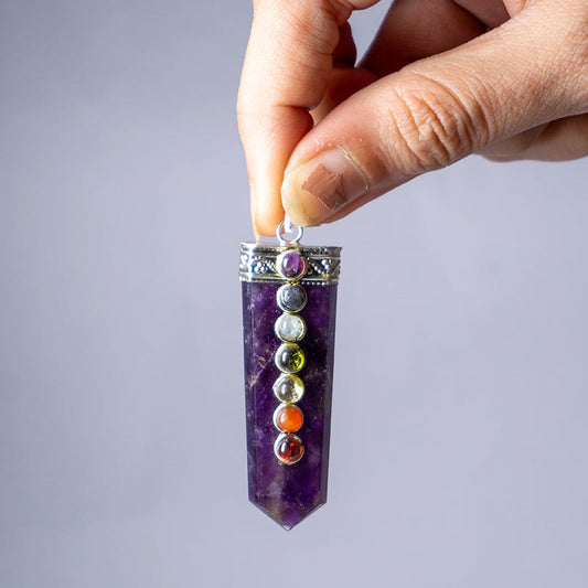 Amethyst Crystal Flat Wand Pendant