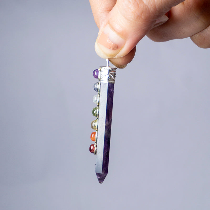 Amethyst Crystal Flat Wand Pendant