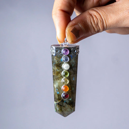 Labradorite Crystal Flat Wand Pendant