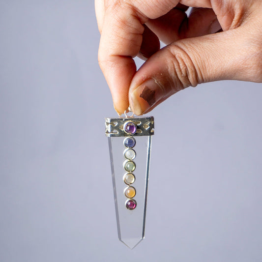 Clear Quartz Crystal Flat Wand Pendant