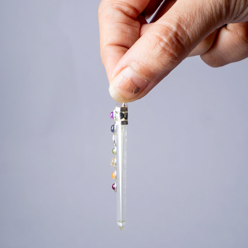 Clear Quartz Crystal Flat Wand Pendant
