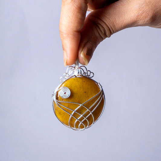 Yellow Aventurine Crystal Round Pendant