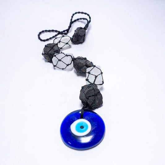 Evil Eye Selenite And Black Tourmaline Hanger