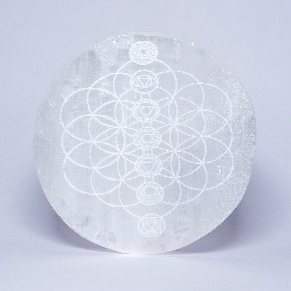 Seven Chakra Selenite Crystal Slab